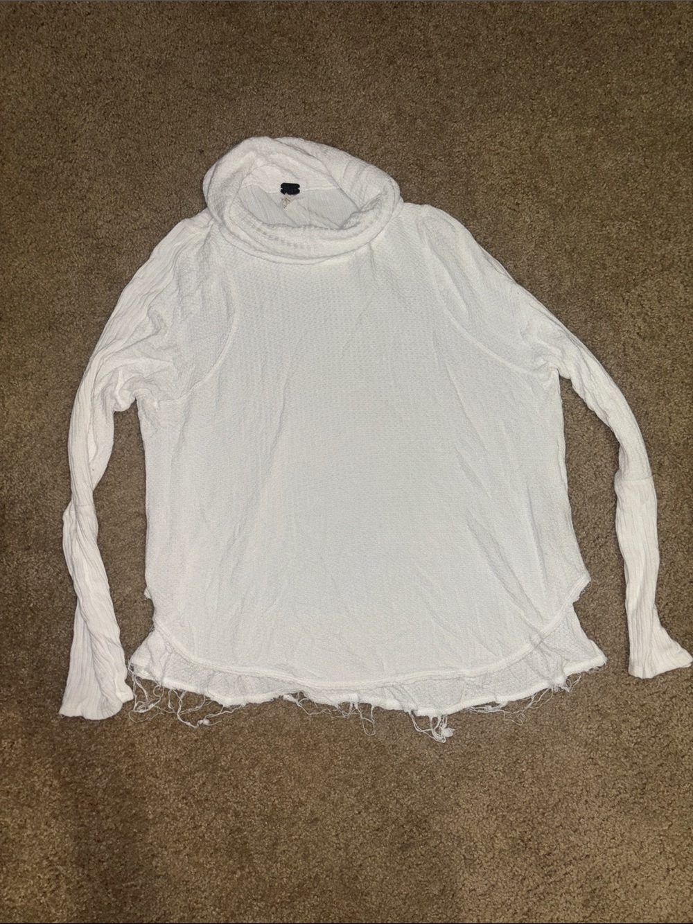 We The Free White Waffle Cowl Knit Top